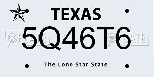 5Q46T6 Texas License Plate