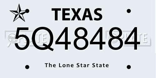 5Q48484 Texas License Plate