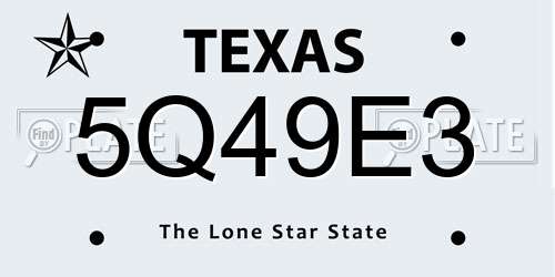 5Q49E3 Texas License Plate