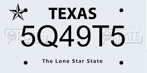 5Q49T5 Texas License Plate