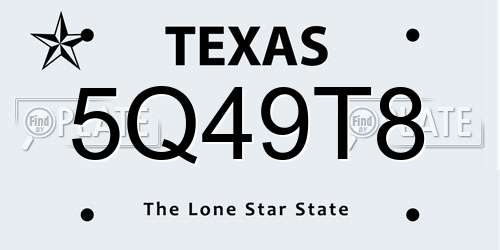 5Q49T8 Texas License Plate