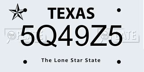 5Q49Z5 Texas License Plate