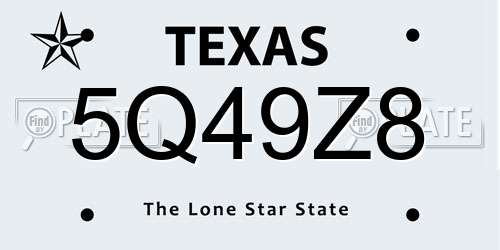 5Q49Z8 Texas License Plate