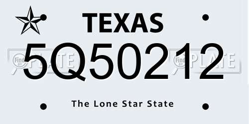 5Q50212 Texas License Plate