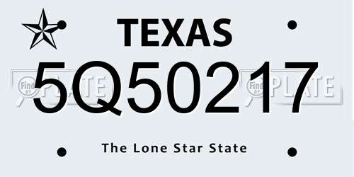 5Q50217 Texas License Plate