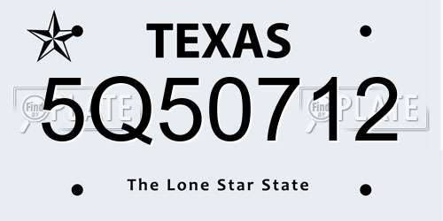 5Q50712 Texas License Plate