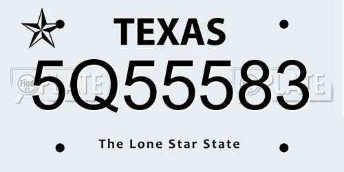 5Q55583 Texas License Plate