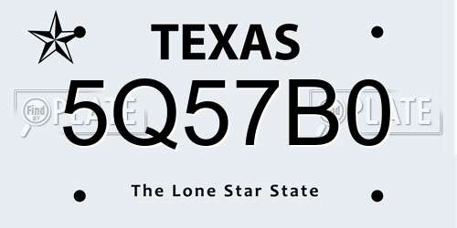 5Q57B0 Texas License Plate