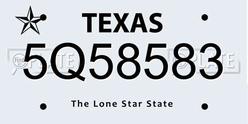 5Q58583 Texas License Plate
