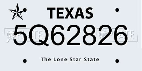 5Q62826 Texas License Plate