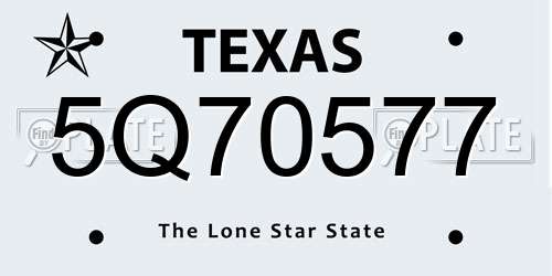 5Q70577 Texas License Plate