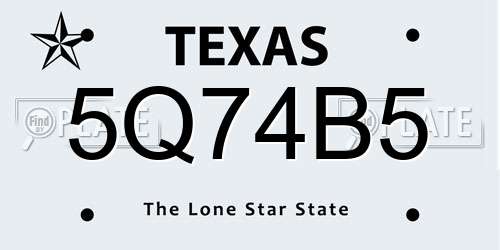 5Q74B5 Texas License Plate