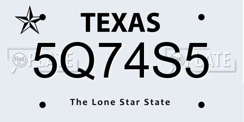 5Q74S5 Texas License Plate
