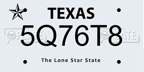 5Q76T8 Texas License Plate