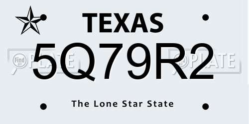 5Q79R2 Texas License Plate