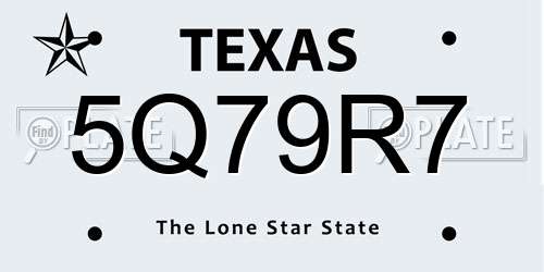 5Q79R7 Texas License Plate