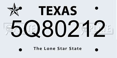 5Q80212 Texas License Plate