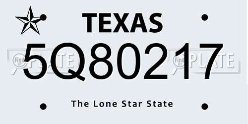 5Q80217 Texas License Plate
