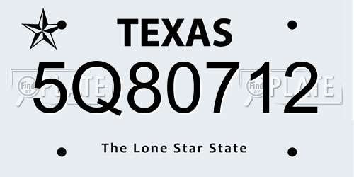 5Q80712 Texas License Plate
