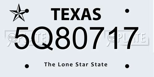 5Q80717 Texas License Plate