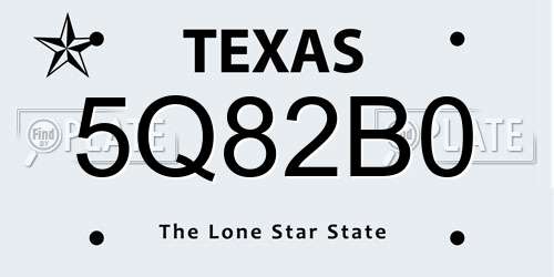 5Q82B0 Texas License Plate