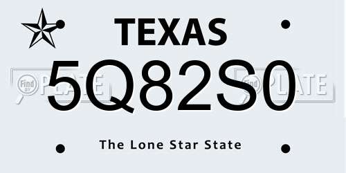 5Q82S0 Texas License Plate