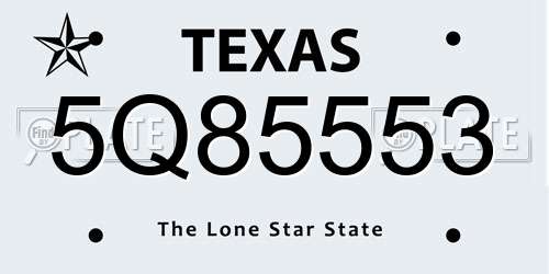 5Q85553 Texas License Plate