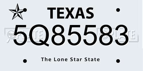 5Q85583 Texas License Plate