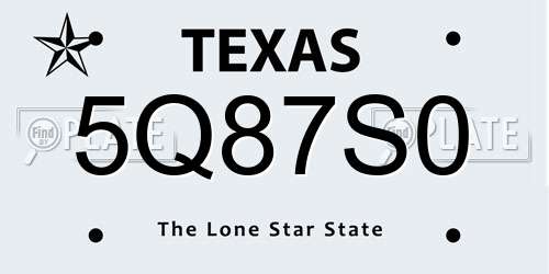 5Q87S0 Texas License Plate