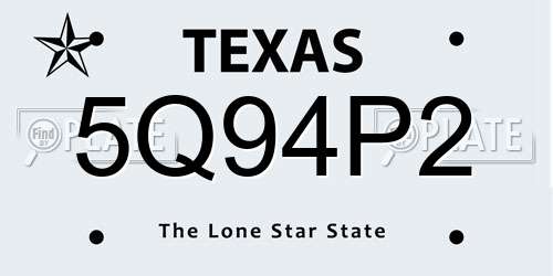 5Q94P2 Texas License Plate