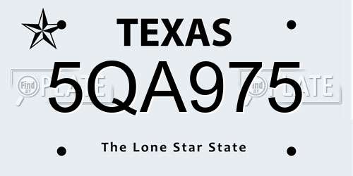 5QA975 Texas License Plate