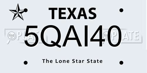 5QAI40 Texas License Plate