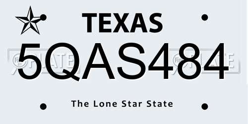 5QAS484 Texas License Plate