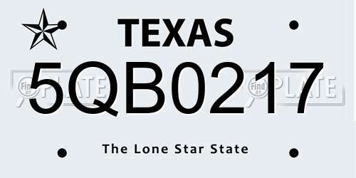 5QB0217 Texas License Plate