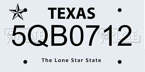 5QB0712 Texas License Plate