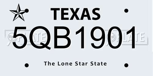 5QB1901 Texas License Plate