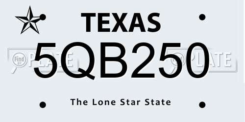 5QB250 Texas License Plate