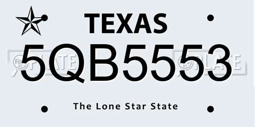 5QB5553 Texas License Plate