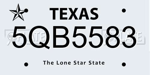5QB5583 Texas License Plate