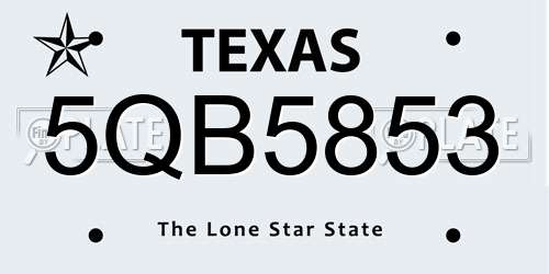 5QB5853 Texas License Plate