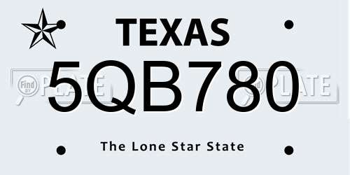 5QB780 Texas License Plate