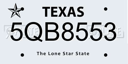 5QB8553 Texas License Plate