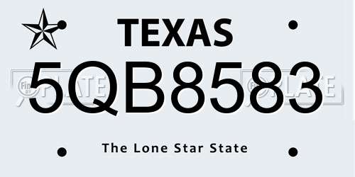 5QB8583 Texas License Plate