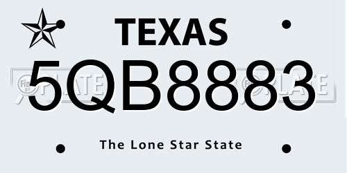 5QB8883 Texas License Plate