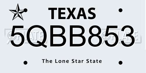 5QBB853 Texas License Plate