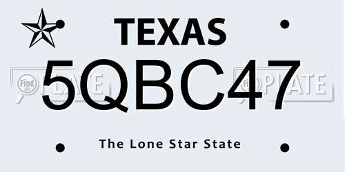5QBC47 Texas License Plate