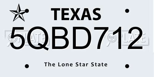 5QBD712 Texas License Plate