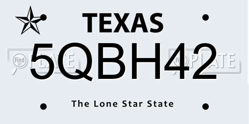 5QBH42 Texas License Plate
