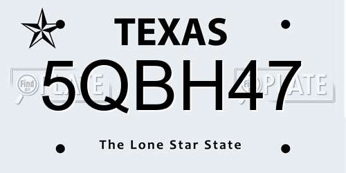 5QBH47 Texas License Plate