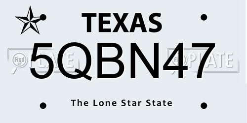 5QBN47 Texas License Plate